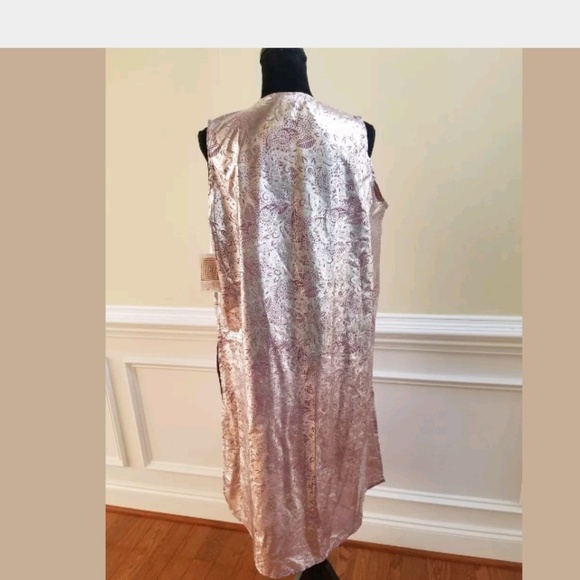 LuLaRoe Joy Pink Silver Paisley Vest Duster Medium - Picture 6 of 8